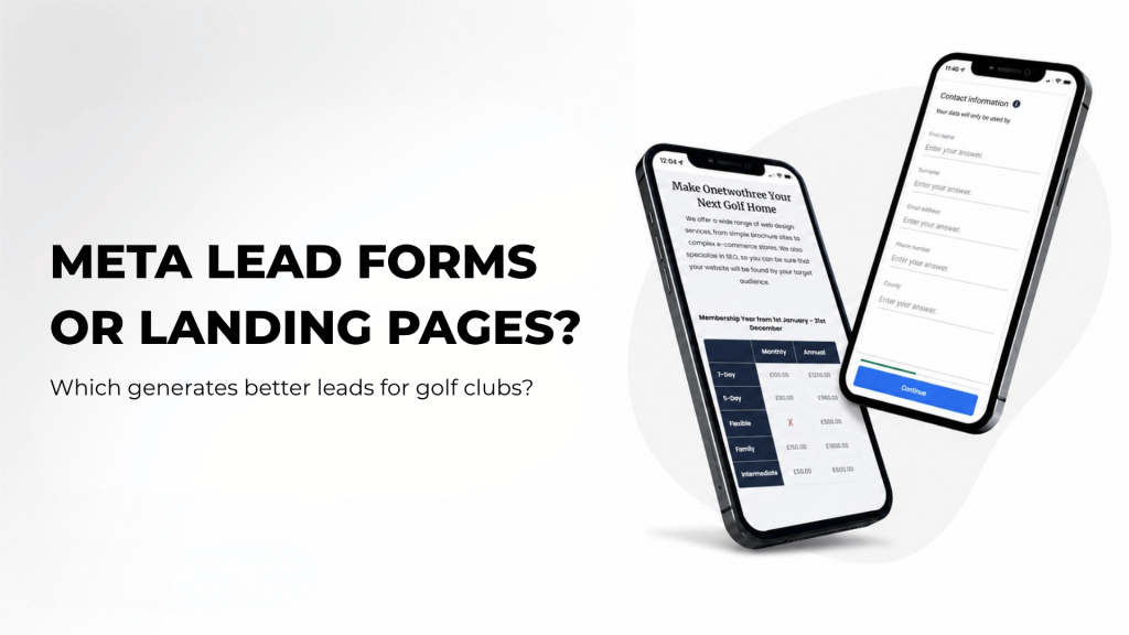 Meta Lead Forms or Landing Pages for golf club lead generation